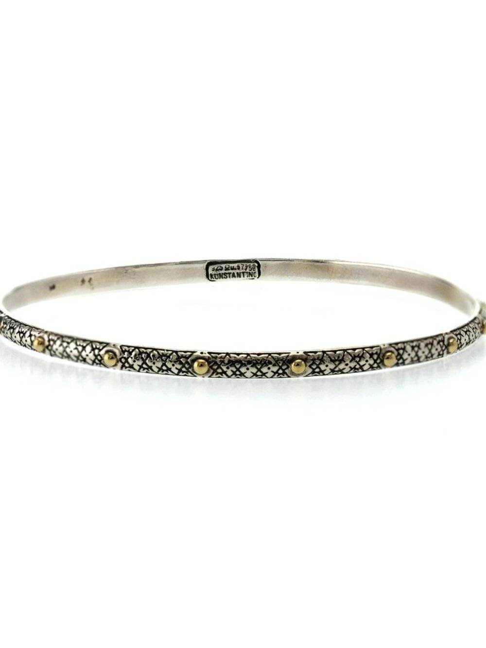 Konstantino Classic Sterling Silver & 18k Yellow Gold Dot Bangle Bracelet 7"
